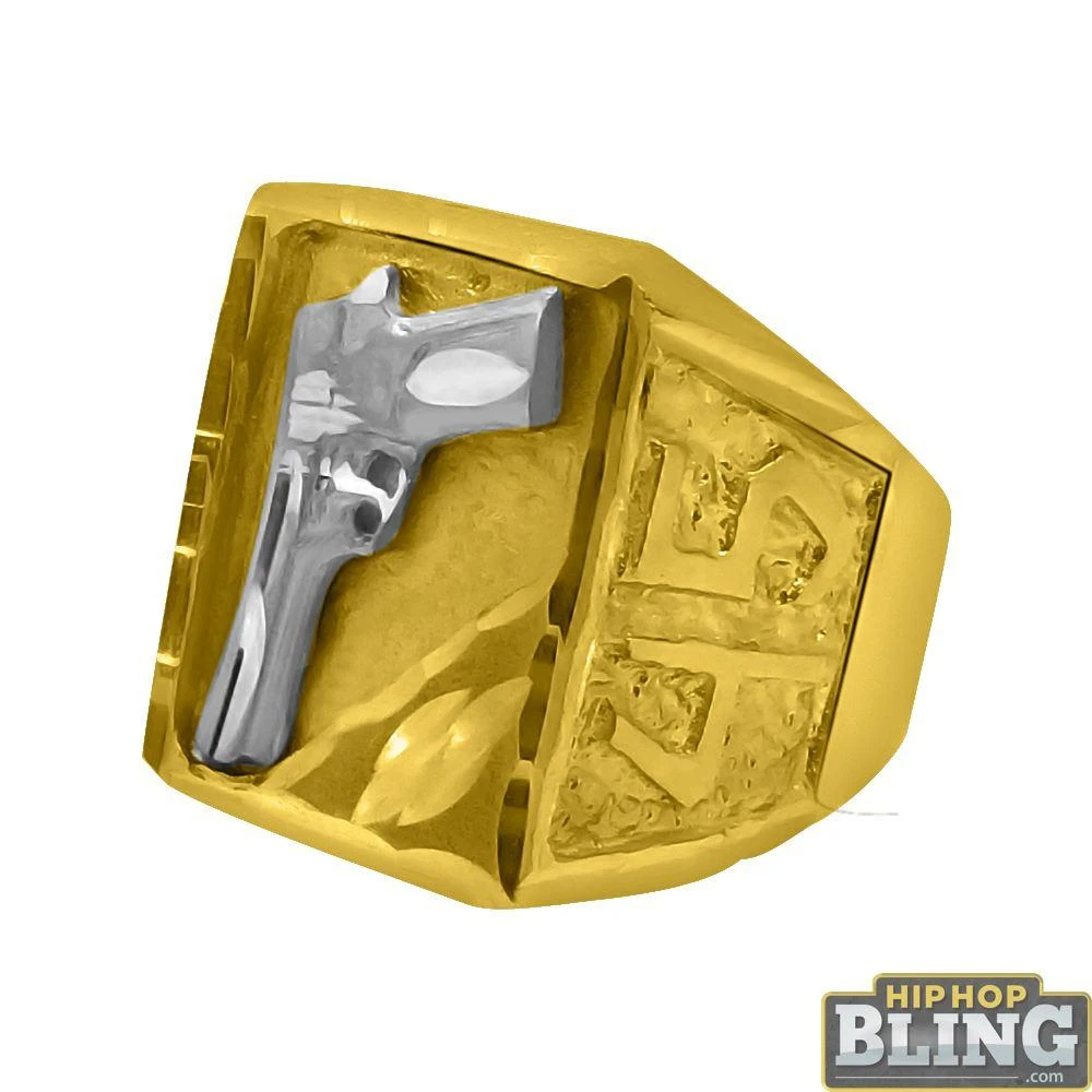 10K Gold Mens 45 Gun Mens Ring 1 10K Gold Mens 45 Gun Mens Ring