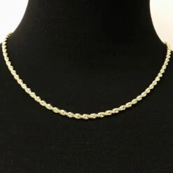 10K Yellow Gold Diamond Cut French Rope Chain Lightweight -Wandr Jewelry Store 10k yellow gold diamond cut french rope chain lightweight hiphopbling 165085