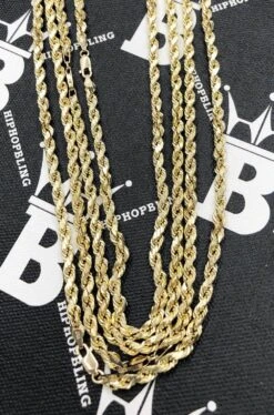 10K Yellow Gold Diamond Cut French Rope Chain Lightweight -Wandr Jewelry Store 10k yellow gold diamond cut french rope chain lightweight hiphopbling 679887
