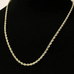 10K Yellow Gold Diamond Cut French Rope Chain Lightweight -Wandr Jewelry Store 10k yellow gold diamond cut french rope chain lightweight hiphopbling 712029