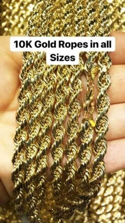 10K Yellow Gold Diamond Cut French Rope Chain Lightweight -Wandr Jewelry Store 10k yellow gold diamond cut french rope chain lightweight hiphopbling 798007