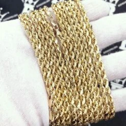 10K Yellow Gold Diamond Cut French Rope Chain Lightweight -Wandr Jewelry Store 10k yellow gold diamond cut french rope chain lightweight hiphopbling 929360