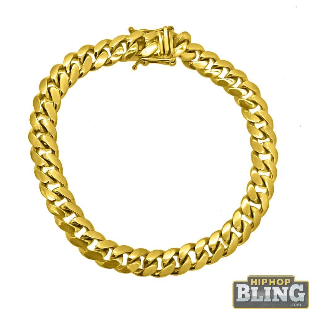 10K Yellow Gold Miami Cuban Bracelet 8MM 1 10K Yellow Gold Miami Cuban Bracelet 8MM
