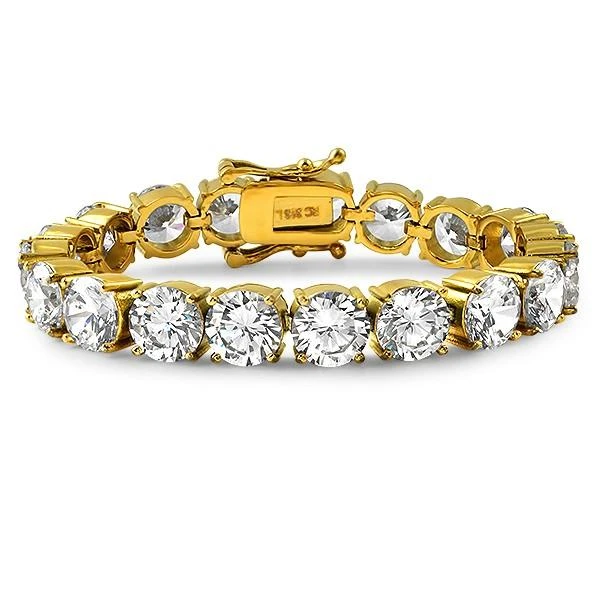 10MM CZ Gold 316L Bling Bling Tennis Bracelet 1 10MM CZ Gold 316L Bling Bling Tennis Bracelet