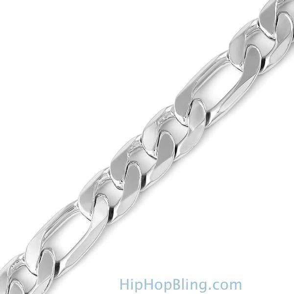 12MM Figaro Silver Plated Bracelet 1 12MM Figaro Silver Plated Bracelet