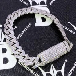 12MM VVS Moissanite Iced Cuban Chain Sharp Link .925 Sterling Silver -Wandr Jewelry Store 12mm vvs moissanite iced cuban chain sharp link 925 sterling silver hiphopbling 434478