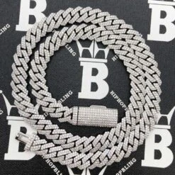 12MM VVS Moissanite Iced Cuban Chain Sharp Link .925 Sterling Silver -Wandr Jewelry Store 12mm vvs moissanite iced cuban chain sharp link 925 sterling silver hiphopbling 645138