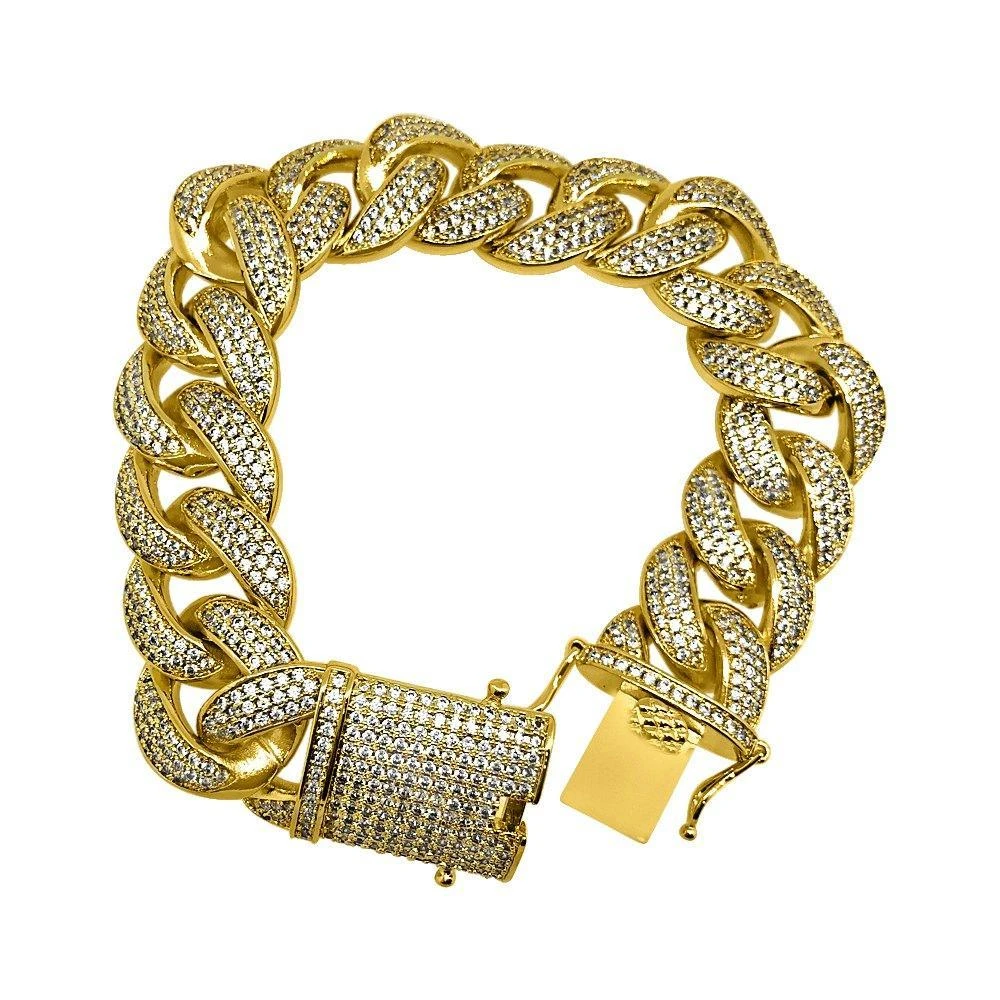 19MM Miami Cuban Gold CZ Ice Lock CZ Bling Bracelet 1 19MM Miami Cuban Gold CZ Ice Lock CZ Bling Bracelet