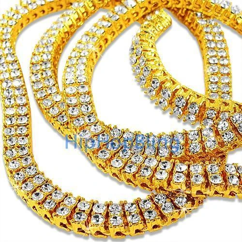 2 Row Gold Iced Out Bling Bling Chain 1 2 Row Gold Iced Out Bling Bling Chain
