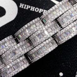 28.20 Carat Baller Baguette Moissanite Iced Out Bracelet .925 Sterling Silver