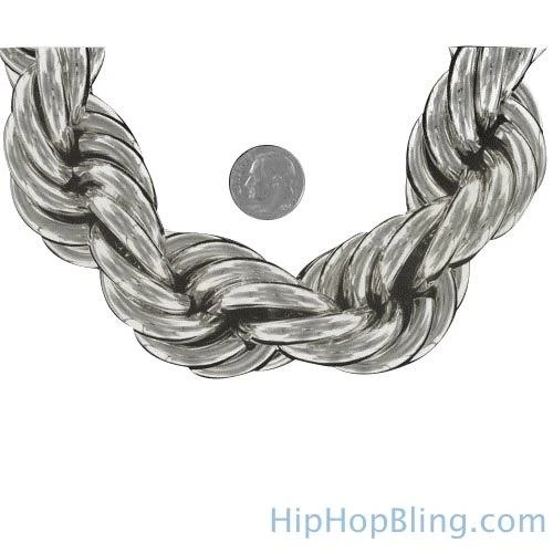 30MM Jumbo Dookie Rope Chain Rhodium 1 30MM Jumbo Dookie Rope Chain Rhodium