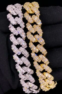 3D Baguette Cuban Link CZ Iced Out Hip Hop Bracelet -Wandr Jewelry Store 3d baguette cuban link cz iced out hip hop bracelet hiphopbling 729449