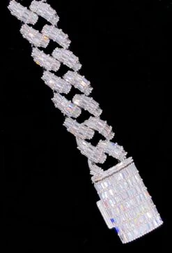 3D Baguette Cuban Link CZ Iced Out Hip Hop Bracelet -Wandr Jewelry Store 3d baguette cuban link cz iced out hip hop bracelet white gold 8 hiphopbling 772196