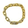 3D Box Link Gold CZ Bling Bling Bracelet