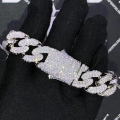3D Cuban Moissanite Bracelet Iced Out 18MM .925 Sterling Silver -Wandr Jewelry Store 3d cuban moissanite bracelet iced out 18mm 925 sterling silver hiphopbling 626946