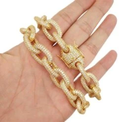 3D Rolo Chain Link Gold Bling Bling Necklace -Wandr Jewelry Store 3d rolo chain link gold bling bling necklace hiphopbling 396616