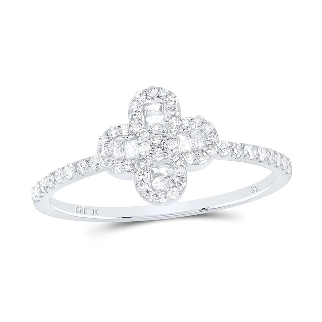 4 Leaf Clover Baguette Diamond Ring .33cttw 10K Gold 2 4 Leaf Clover Baguette Diamond Ring .33cttw 10K Gold - Image 2
