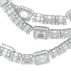 45.00 Carat Baguette Cluster Moissanite Chain Iced Out .925 Sterling Silver