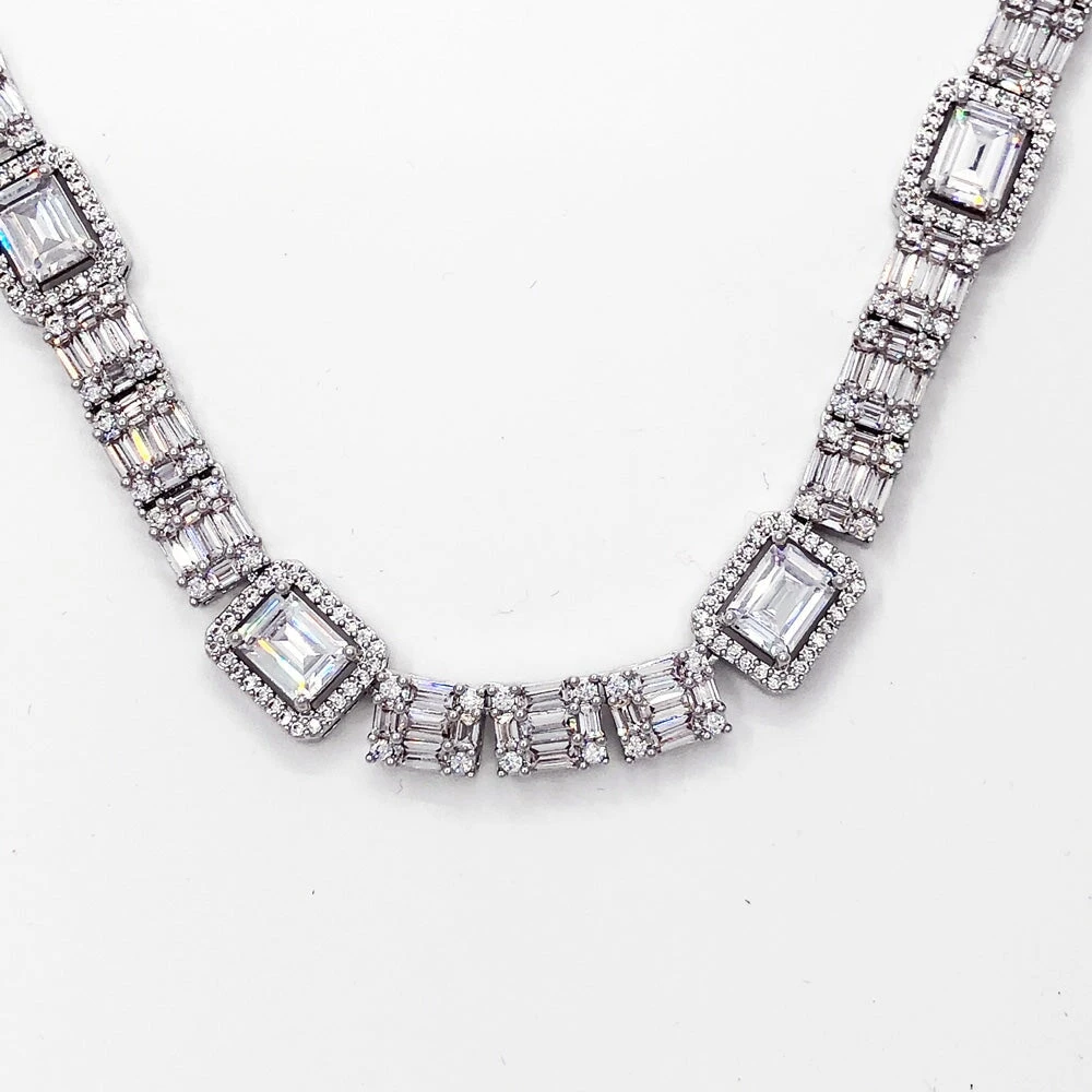 45.00 Carat Baguette Cluster Moissanite Chain Iced Out .925 Sterling Silver 3 45.00 Carat Baguette Cluster Moissanite Chain Iced Out .925 Sterling Silver - Image 3