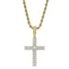 4MM CZ Iced Out 1 Row Tennis Cross + Rope Chain Stainless Steel