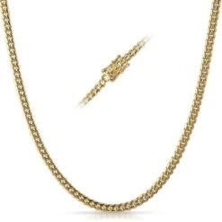 4MM Miami Cuban Chain IP Gold Steel Triple Lock
