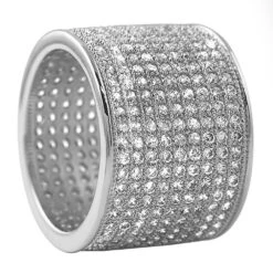 9 Row 360 Eternity Rhodium Bling Bling Ring
