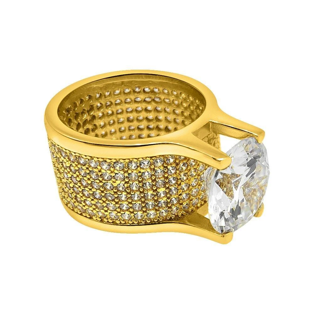 .925 Silver 20ct Solitaire Eternity Band Gold CZ Ring 1 .925 Silver 20ct Solitaire Eternity Band Gold CZ Ring