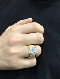 .925 Silver 20ct Solitaire Eternity Band Gold CZ Ring 10 .925 Silver 20ct Solitaire Eternity Band Gold CZ Ring -Wandr Jewelry Store 925 silver 20ct solitaire eternity band gold cz ring hiphopbling 995268