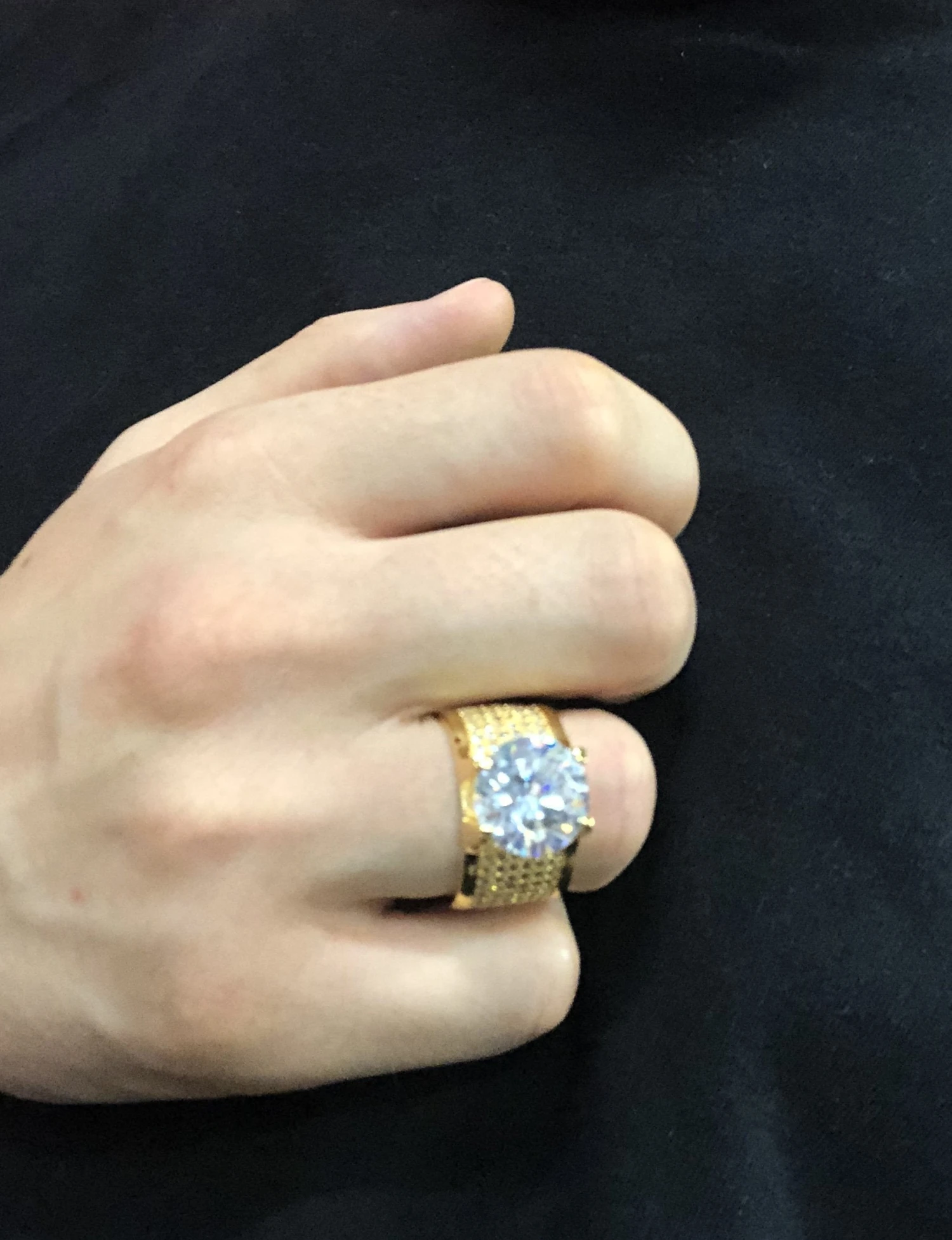 .925 Silver 20ct Solitaire Eternity Band Gold CZ Ring 5 .925 Silver 20ct Solitaire Eternity Band Gold CZ Ring - Image 5