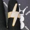.925 Silver 3D Lightning Bolt Iced Out Hip Hop Ring