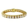 .925 Silver 3D Thick Tennis Gold Bracelet