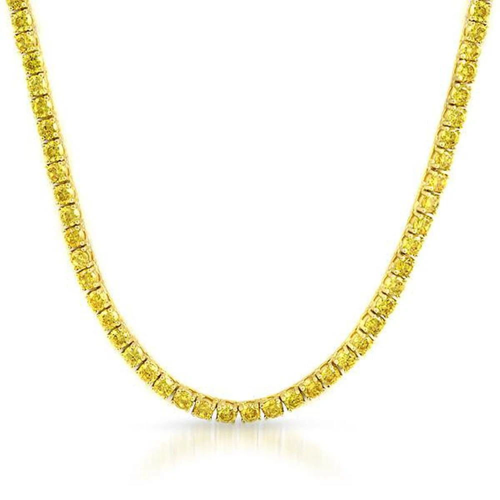 .925 Silver 4MM CZ Bling Tennis Chain Lemonade 1 .925 Silver 4MM CZ Bling Tennis Chain Lemonade