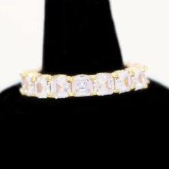 .925 Silver Asscher Cut Eternity Band CZ Hip Hop Bling Ring