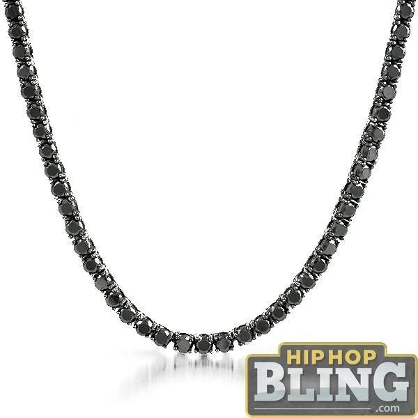 .925 Silver Black CZ 3MM Bling Bling Tennis Chain 1 .925 Silver Black CZ 3MM Bling Bling Tennis Chain