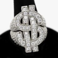 .925 Silver Cash Money Dollar Sign CZ Hip Hop Bling Ring -Wandr Jewelry Store 925 silver cash money dollar sign cz hip hop bling ring hiphopbling 600371