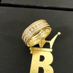 .925 Silver Channel Set 360 Eternity Band Gold CZ Bling Ring -Wandr Jewelry Store 925 silver channel set 360 eternity band gold cz bling ring 7 hiphopbling 241819