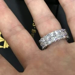 .925 Silver Double Eternity Band 360 Rhodium CZ Bling Ring -Wandr Jewelry Store 925 silver double eternity band 360 rhodium cz bling ring hiphopbling 808826