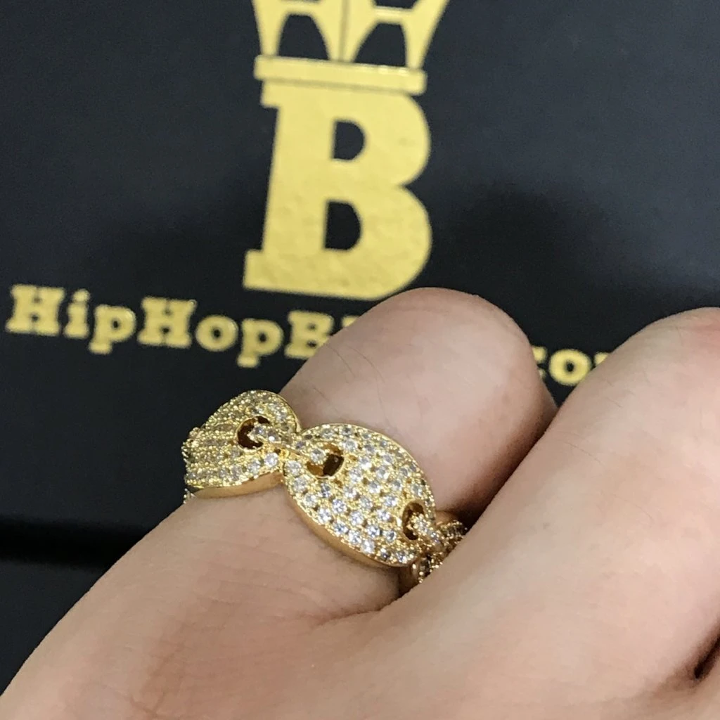 .925 Silver Gold Marine Link Eternity Band CZ Bling Bling Ring 2 .925 Silver Gold Marine Link Eternity Band CZ Bling Bling Ring - Image 2