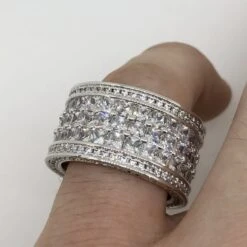 .925 Silver Triple Princess Cut Eternity Band CZ Bling Ring Rhodium -Wandr Jewelry Store 925 silver triple princess cut eternity band cz bling ring rhodium hiphopbling 766196