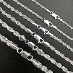 .925 Sterling Silver Diamond Cut Rope Chain / Bracelet 11 .925 Sterling Silver Diamond Cut Rope Chain / Bracelet -Wandr Jewelry Store 925 sterling silver diamond cut rope chain bracelet hiphopbling 505412
