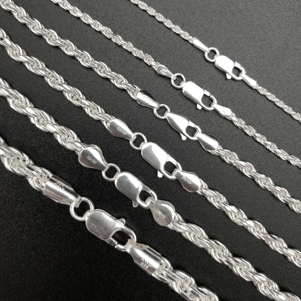 .925 Sterling Silver Diamond Cut Rope Chain / Bracelet 5 .925 Sterling Silver Diamond Cut Rope Chain / Bracelet - Image 5