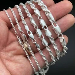 .925 Sterling Silver Diamond Cut Rope Chain / Bracelet 9 .925 Sterling Silver Diamond Cut Rope Chain / Bracelet -Wandr Jewelry Store 925 sterling silver diamond cut rope chain bracelet hiphopbling 615090
