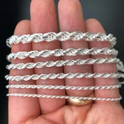 .925 Sterling Silver Diamond Cut Rope Chain / Bracelet 10 .925 Sterling Silver Diamond Cut Rope Chain / Bracelet -Wandr Jewelry Store 925 sterling silver diamond cut rope chain bracelet hiphopbling 836258