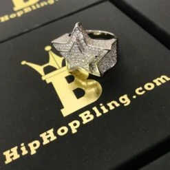 .925 Sterling Silver Super Star Rhodium CZ Bling Ring -Wandr Jewelry Store 925 sterling silver super star rhodium cz bling ring hiphopbling 544105