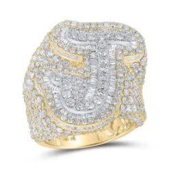 A-Z Initial Cursive Baguette Diamond Ring 10K Yellow Gold -Wandr Jewelry Store a z initial cursive baguette diamond ring 10k yellow gold j hiphopbling 427858