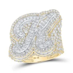A-Z Initial Cursive Baguette Diamond Ring 10K Yellow Gold -Wandr Jewelry Store a z initial cursive baguette diamond ring 10k yellow gold k hiphopbling 413842