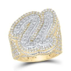 A-Z Initial Cursive Baguette Diamond Ring 10K Yellow Gold -Wandr Jewelry Store a z initial cursive baguette diamond ring 10k yellow gold u hiphopbling 580688