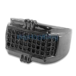 All Black Pimp CZ Micro Pave .925 Silver Mens Iced Out Ring
