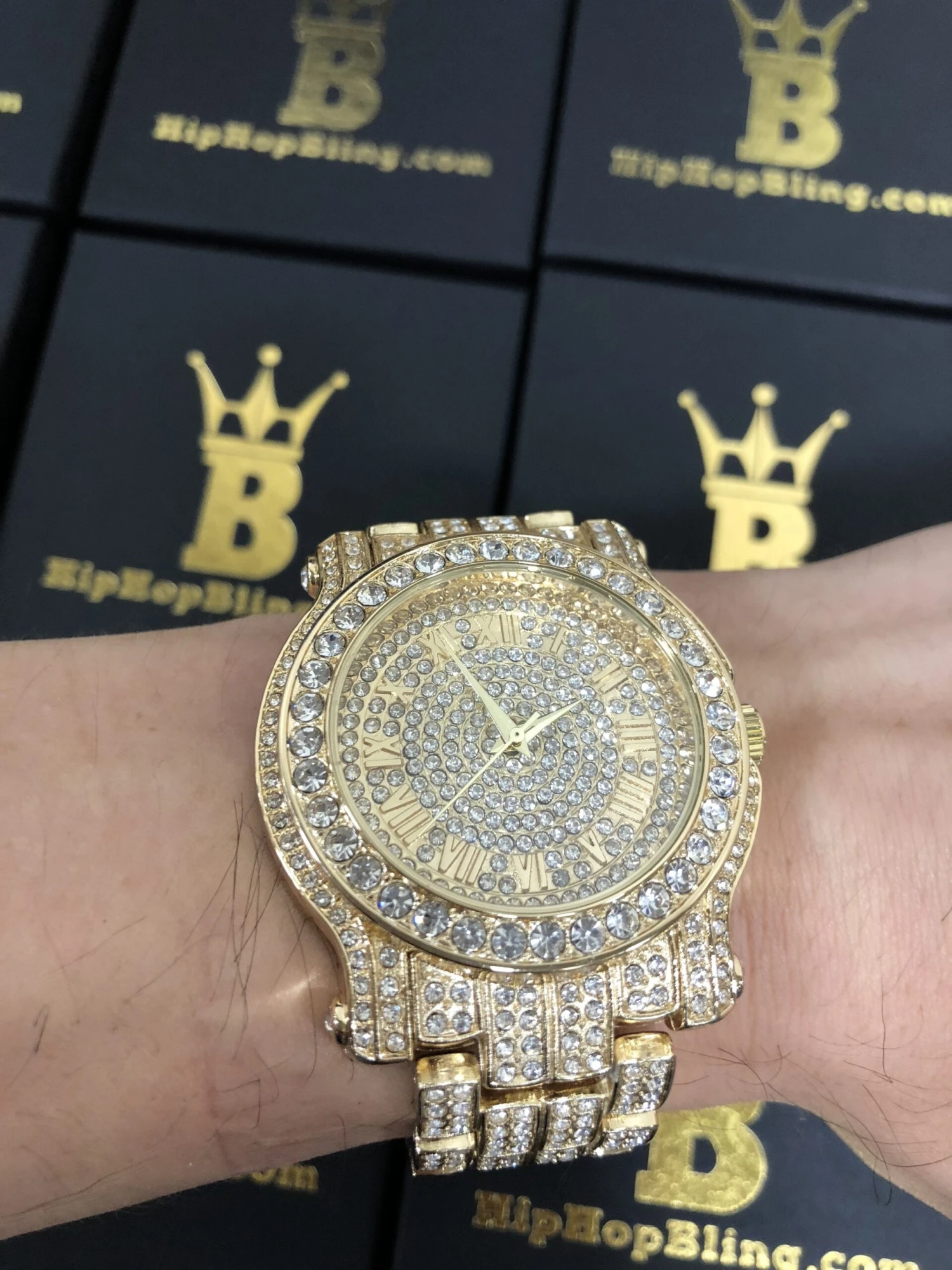 Amazing Bling Bling Gold Hip Hop Watch 1 Amazing Bling Bling Gold Hip Hop Watch
