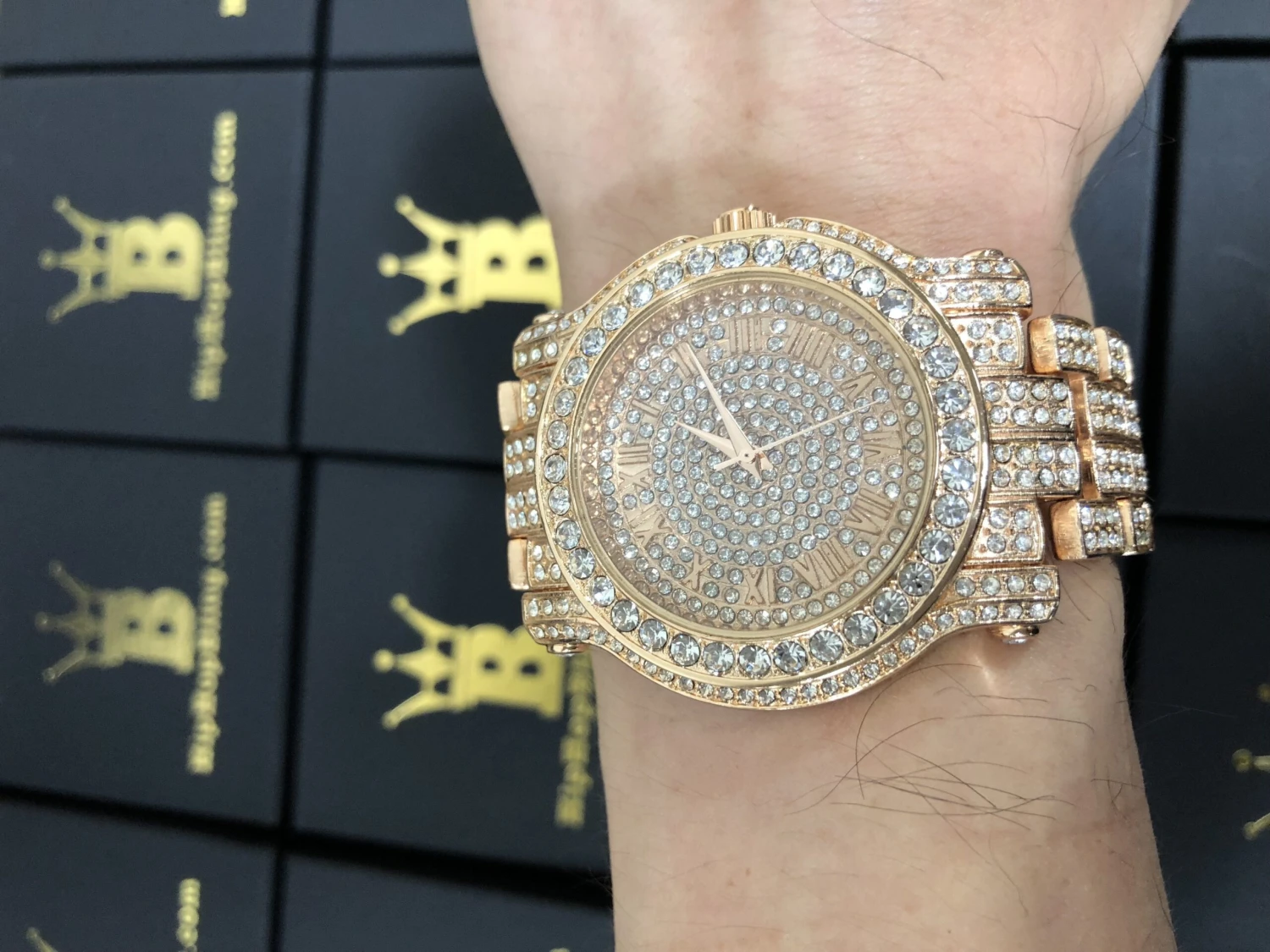 Amazing Bling Bling Rose Gold Hip Hop Watch 1 Amazing Bling Bling Rose Gold Hip Hop Watch